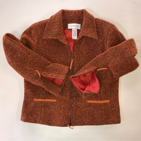 LIZ CLAIBORNE Vintage Wool Blend Suede Trim Jacket (S) - Picture 16 of 17